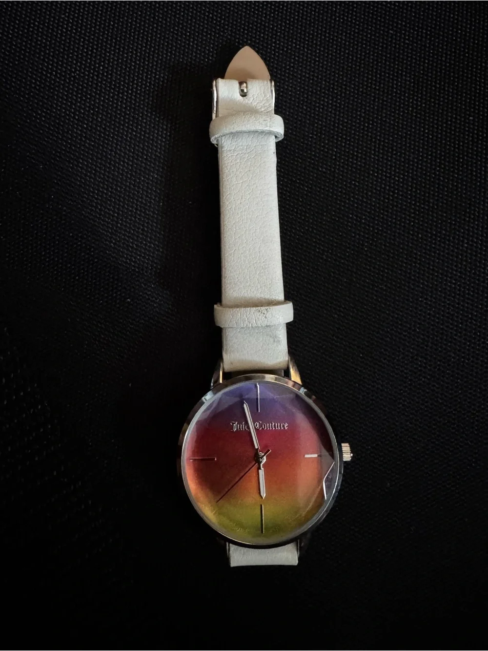 Juicy Couture White Strap Watch with Rainbow Gradient Dial